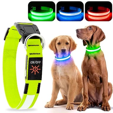 LED Dog Collar - Light Up, Waterproof, Adjustable Flashing, Rechargeable Visibility & Safety for Dogs (Green, Large) - Image 7