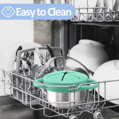 BUSOHA 2 Pack Stainless Steel Toddler Snack Cups - 9 OZ Spill-Proof Baby Snack Containers with Silicone Catcher and Lid Travel Snack Containers for Kids Food Grade Silicone Dishwasher Safe - Image 7