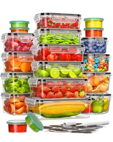 40 Piece Food Storage Containers with Lids(20 Containers & 20 Lids), BPA-Free Plastic Food Containers for Kitchen Storage and Organization, Leak Proof Meal Prep Container, Includes Labels & Pen - Image 1