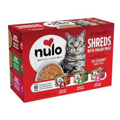 Nulo Real Shreds with Organ Meat Wet Canned Cat Food, Variety Flavors, 2.8 Ounce, 12 Cans - Image 1