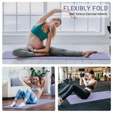 ZHZJCKSHB Foldable Yoga Mat for Travel -72''x24'' Portable 6mm/8mm Thick Fitness&Exercise Mat with Storage Bag, Non-Slip TPE Folding Workout Mat for Yoga, Pilates, Stretching, Home Fitness (Purple, 24'' x 72'' x 1/3'') - Image 5