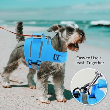 Queenmore Dog Life Jacket, M Dog Life Vest,High Floating Pet Life Vest for Swimming,Lightweight Adjustable Puppy Life Preserver for Boating,Dog Water Vest with Back Zip,Rescue Handle,Hook (Blue M) - Image 6