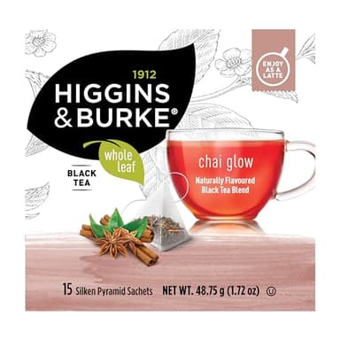 Higgins & Burke Chai Glow, Naturally Flavored Black Tea Blend, 15 Count (Pack of 6), 90 Total Tea Bags - Image 2