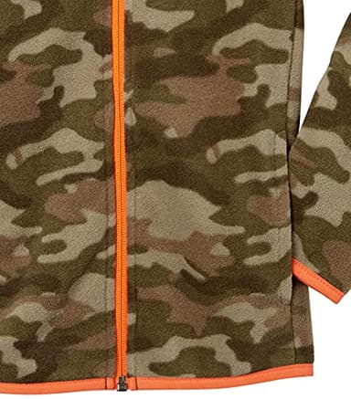 Amazon Essentials Boys' Polar Fleece Full-Zip Mock Jacket, Green Camo Print, Medium - Image 3
