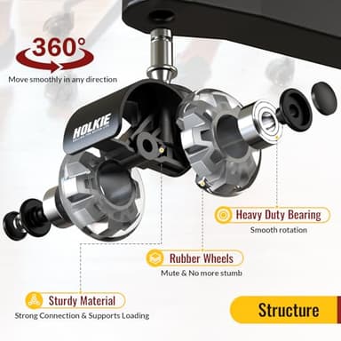 HOLKIE Office Chair Wheels Grey Dual Rubber 2 Inch Replacement Smooth Quiet Rolling Casters Universal Fit Casters 11x22mm, Wheels-Set of 5 for Hardwood Floors Carpet Computer Gaming - Image 8