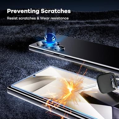 AACL For Samsung Galaxy S24 Ultra Screen Protector Tempered Glass (3 pack)&Individual Alloy Ring for Samsung Galaxy S24 Ultra Camera Lens Protector (1 set),[Fingerprint Unlock][9H][Case Friendly] - Image 4