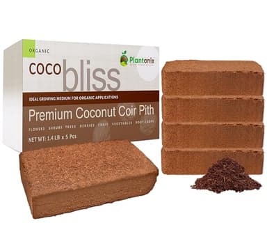 Coco Coir 650gm Bricks (5-Pack) - Organic Coco Coir for Plants & Gardening - OMRI-Listed Cocopeat for Garden Soil, Seed Starter Soil, & Mulch - Organic Coconut Bricks - Coconut Fiber Potting Mix - Image 1
