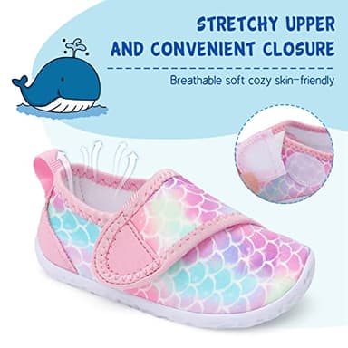 LeIsfIt Boys Girls Water Shoes Kids Aqua Socks Toddler Quick-Dry Beach Swimming Shoes Lightweight Breathable Non-Slip Outdoor Sport Water Shoes Pink Scale 12 Little Kid - Image 2