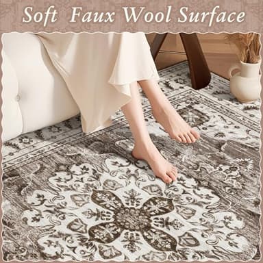 HOMORE Area Rug 5x7 Living Room Rug, Non Slip Washable Rugs for Bedroom Dining Room, Large Rugs for Home Office Farmhouse Dorm Decor,Beige/Brown - Image 4