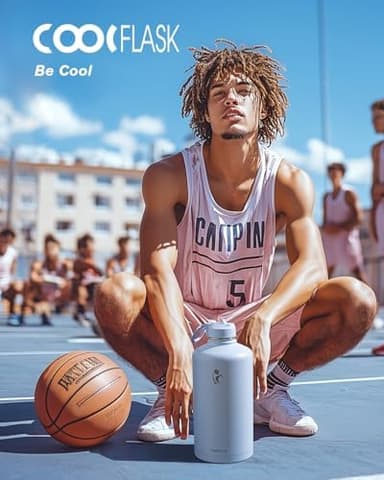 Coolflask 128 oz Gallon Water Bottle Insulated with Straw&3 Lids, Water Jug Large Stainless Steel Metal Vacuum Wide Mouth for Sports, Gym or Office, Non-BPA Keep Cold 48H Hot 24H, Light Blue - Image 7