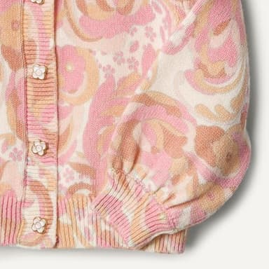 Amazon Essentials x Sofia Grainge Toddler Girls' Lightweight Cardigan Sweater, Peach Craft Floral, 4T - Image 4