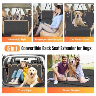 Lekespring Dog Car Seat Cover for Back Seat, Dog Car Bed Cover with Strong Hard Bottom 4 Panels, Back Seat Extender Hammock for Cars SUV Truck Black Color - Image 7
