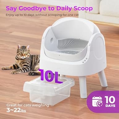 PetPivot Self-Cleaning Cat Litter Box for Multiple Cats - Automatic, Open Top, White with Liners and Mat Included - Image 5
