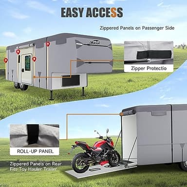 DikaSun 5th Wheel RV Covers 28-31ft Travel Trailer with 7-PLy Layers Windproof Waterproof Toy Hauler Camper Cover Fifth RV Skirting for Winter Protection - Image 4