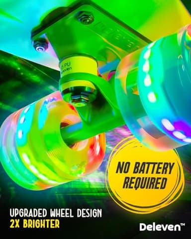 Deleven 22" Skateboard with Bright LED Wheels, Skate Tool, ABEC 7 Bearings - for Kids Beginners Adults - Image 4