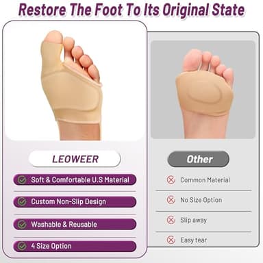 LEOWEER 4 Sizes,Extra Thick Gel Pads & Adjustable Straps for Metatarsalgia relief.Orthopedic Metatarsal Pad,Breathable Ball of Foot Cushion with Anti-Slip Heel Grip, - Image 4