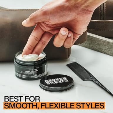 Redken Brews Cream Pomade For Men - Provides Medium Hold With Natural and Smooth Finish With Low Shine, For All Hair Types - Image 6