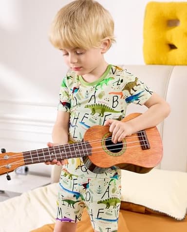 babee Reshinee Bamboo Viscose Toddler Dinosaur Pajamas Boys Girls Kids Baby Cool Short Summer Pjs Set 4-5T Two Piece - Image 3