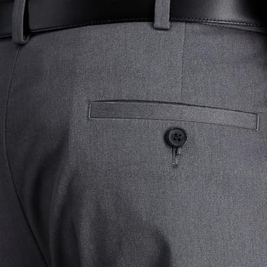 Haggar mens Premium No Iron Khaki Classic Fit Expandable Waist Flat Front Casual Pants, Charcoal Heather, 40W x 29L US - Image 4