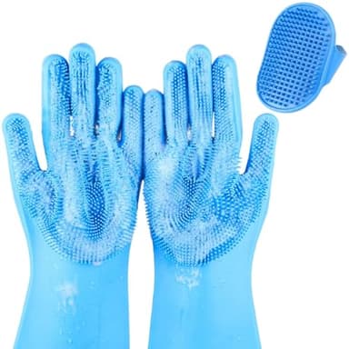 IDQQUQQ 2PCS dog washing gloves and dog bath brush, 2-in-1 pet shower set | Suitable for dogs, cats, bath massage, and pet grooming - Image 1