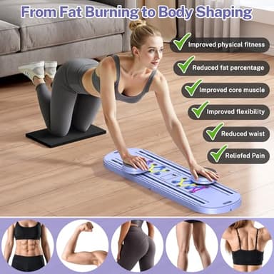 MOVOCA Pilates Board, Foldable Pilates Reformer Equipment with Timer, 7-in-1 Multi-Purpose Portable Pilates Reformer Machine Home Pilates Kit for Home Workout, Fitness, Exercise, Abs, Core Equipment - Image 2