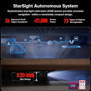 roborock Qrevo Slim Robot Vacuum and Mop Combo, 8.2cm Ultra-Slim, 3D Sensing Tech, Advanced Obstacle Recognition, 11,000Pa Suction, FlexiArm Side Brush & Mop, Auto Mop Washing & Drying, Self-Emptying - Image 2