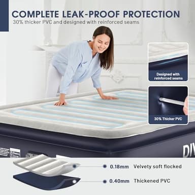 Air Mattress Full with Built in Pump,18''Raised Blow Up Mattress 2 Mins Self-Inflation/Deflation,Upgraded Thicker Inflatable Mattress，Air Bed with Storage Bag for Guests,Home，Camping，660 lbs Max - Image 3