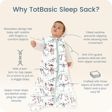 TOTBASIC Toddler Sleep Sack 2t-3t-4t, 0.5 TOG Stretchy Summer Baby Wearable Blanket with 2-Way Safe Zippers, Cozy Soft Sleeveless Sleeping Bag for Babies 24-36-48 Months, 2-Pack - Image 5