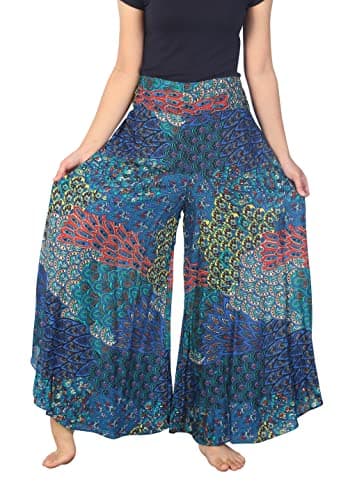 Lannaclothesdesign Palazzo Pants for Women Wide Leg Boho Harem Yoga Pants S M L XL Sizes(XL, Dark Blue) - Image 1
