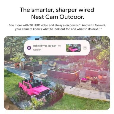 Google Nest Cam Outdoor (Wired, 2nd Gen) - Security Camera with 2K Video and Gemini, Night Vision, 2-Way Audio - Works with Google Home - 2025 Model - Snow - Image 3