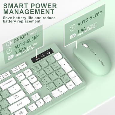 Wireless Keyboard and Mouse Combo, Full-Sized Wireless Keyboard and Adjustable DPI Mouse, 2.4GHz USB Receiver, Silent Keyboard and Mouse for PC, Windows, MAC, Desktop, Laptop (Avocado Green) - Image 5