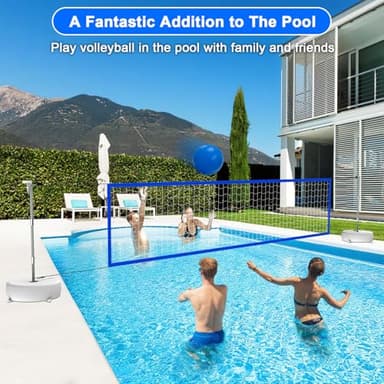 Alpcouts Pool Volleyball Net Set with Lights, Solar Powered Portable Outdoor LED Volleyball Net for Pool with 2 Glowing Balls,Pump and Weighted Bases, Adjustable Length 15ft-32ft for Inground Pool. - Image 5