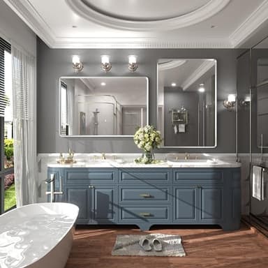 GOLOMO 40x30 Silver Bathroom Mirror, Silver Vanity Mirror for Wall, Rounded Rectangle Mirror with Beveled Border, Anti-Rust, Shatterproof (Horizontal/Vertical) - Image 5