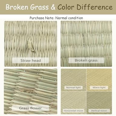 HAGiHARA Japanese Tatami Mat, Patchwork Tatami Floor Mats, 96" x 96" Foldable Square with Non-Slip Design for Bedroom, Crawling and Yoga, Made of Rush Grass, Igusa(with Edge/9 Picecs) - Image 3