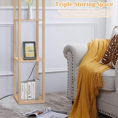Dott Arts Floor Lamp with Shelves, Floor Lamps for Living Room Decor Display Shelf Lamps with 3 Color LED Bulb, Modern Floor Lamp for Bedroom Standing Lamp for Living Room Office,Home Decor（Burlywood） - Image 6