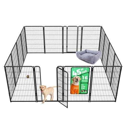 FXW Homeplus Unleashed Indoor Dog Playpen - Stress-Free and Safe Play, Heavy Duty 45 Inch 16 Panels Dog Pen for Large Dogs, Black│Patented - Image 1
