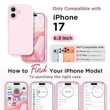 GolbinBox Magnetic for iPhone 17 Case, Compatible with MagSafe, Screen Protector + Camera Lens Protector, Liquid Silicone Shockproof Phone Cover with Anti-Scratch Microfiber Lining, Chalk Pink - Image 2