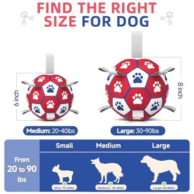 Diman Dog Balls, Dog Soccer Ball with Straps for Indoor Outdoor Play, Pet Toys Balls for Small Medium Dogs, Dog Birthday Gift, Interactive Dogs Toy for Tug of War (6 inch) - Image 2