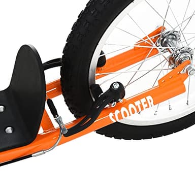 Aosom Youth Scooter Kick Scooter for Kids 5+ with Adjustable Handlebar 16" Front and 12" Rear Dual Brakes Inflatable Wheels, Orange - Image 9