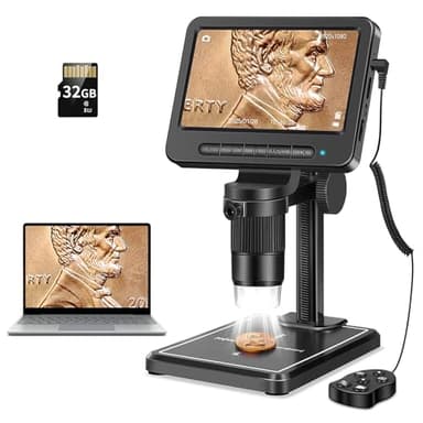 Leipan 1080P LCD Digital Microscope with 32GB SD Card, Coin Microscope with 5-inch IPS Screen,PC View,Photo/Video Capture,Compatible with Windows Mac - Image 1
