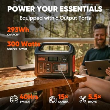Jackery Solar Generator 300, 293Wh Backup Lithium Battery with 1XSolar Panel SolarSaga 100W, 110V/300W Pure Sine Wave AC Outlet for RV Outdoors Camping Travel Blackout - Image 2