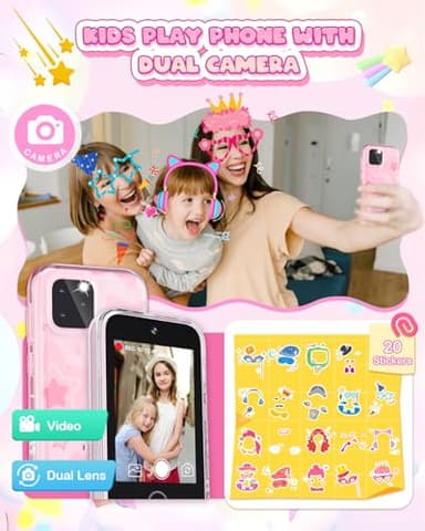 Kids Smart Phone for Girls, 3.5'' Touchscreen Kid Phones Toys for Girls 3 4 5 6 7 8 Years Old, Christmas Birthday Gift for Ages 3-8, Toddler Phone with Dual Camera, Music Player, Game, Habit Tracker - Image 3