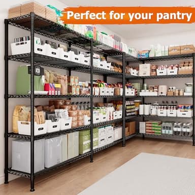 REIBII 1600LBS Storage Shelves 69.8''W Metal Shelving 5 Tier Wire Shelving Unit,Pantry Shelves Kitchen Shelves Adjustable Wire Commercial Shelf for Garage Storage Shelves, 69.8" Wx15.8 Dx72.4 H, Black - Image 4