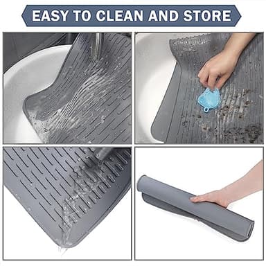 Silicone Stove Top Cover for Electric Stove 28''x20'', Extra Large Dish Drying Mat, 28 x 20 Trivet Mat for Hot Pot, Silicone Stove Top Protector -Grey - Image 5