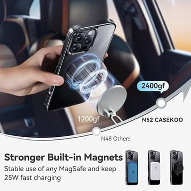 CASEKOO Titanium for iPhone 16 Pro Case with 360° Spin Magnetic Stand [Compatible with Magsafe][16FT Military Protection] Polished for iPhone 16 Pro Case with Stand Ring 6.3'', Premium Black - Image 4