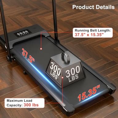 Walking Pad Treadmill with Incline and Handle Bar, 300lbs Capacity Folding Treadmills for Home Small Space 3.0 HP Under Desk Walking Pad Portable Compact Treadmill with Remote Control, APP - Image 2