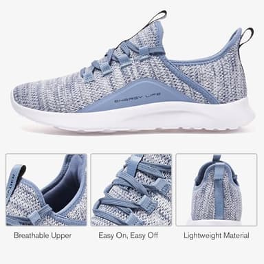 ALEADER Womens Fashion Sneakers Cloud Cushion Pure Running Shoes Slip On Walking Shoes Light Blue Size 8.5 US - Image 6