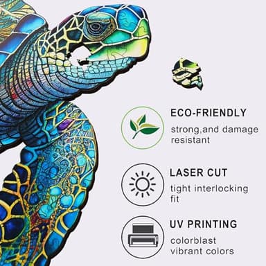 MYS Aurora Wooden Puzzles, Sea Turtle Jigsaw Puzzles 200 Pieces, 5MM Unique Shaped Wooden Puzzle for Adults and Kids, Birthday Gift Family Game 9.2 x 11.2 Inch - Image 8