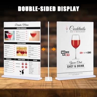 xydstay 6pack Acrylic Sign Holder 8.5 X 11, Vertical T Shape Clear Plastic Menu Holder, Unbreakable Table Sign for Restaurant, Office, School, Store and Home Use - Image 9