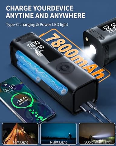 Tire Inflator Portable Air Compressor - 150PSI 4x Faster Portable Tire Inflator for Car - Air Pump For Car Tires with Digital Pressure - Auto Shut-off Smart Air Pump Suitable SUV, Bike Moto and More - Image 5